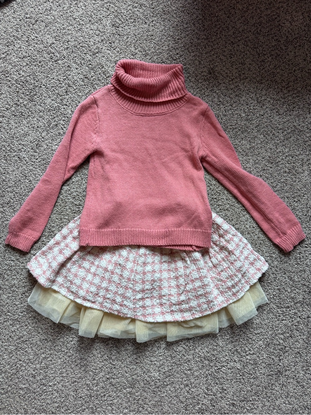 Cynthia Rowley Pink Turtleneck Sweater Top with Cream Tulle Skirt
